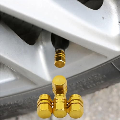 4 piezas de tapones para válvula de aire de llanta de aluminio compatibles con motocicletas, automóviles y bicicletas, estilo redondo (rojo) miniatura 3