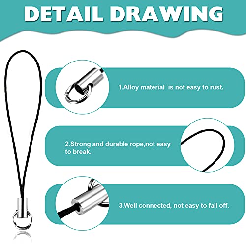 Shappy 100 Pieces Cell Phone Split Ring Strap Phone Charm Cords Cellphone Lariat Lanyard Manual Doll Lanyard Decorations for Phone USB Flash Drive Keyring (Red, Pink, Blue, White, Black)