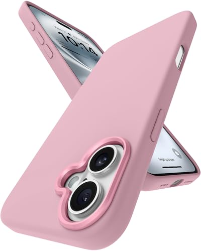 Image of eller sante Silicon Back Cover Case for iPhone 16 Plus Scratch Resistant TPU Shockproof 6ft Feet Drop Protection Support Mag-Safe Wireless Charging- Rose Gold