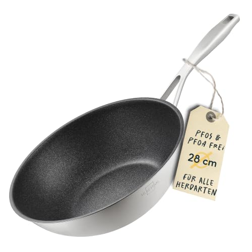 SILBERTHAL Wokpfanne 28 cm Antihaft Beschichtet für Induktion, 18/10 – Ansicht 1