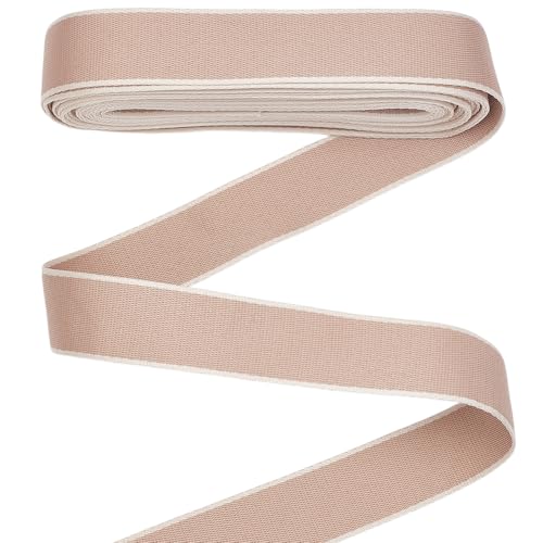 PH PandaHall 9.8 Yards Webbing Straps Nylon Webbing 1-1/2 Inch Wide Striped Ribbons Light Tan Heavy Sewing Webbing Flat Straps Webbing for DIY Crafts Belt Backpack Handles Purse Leash Furniture Making