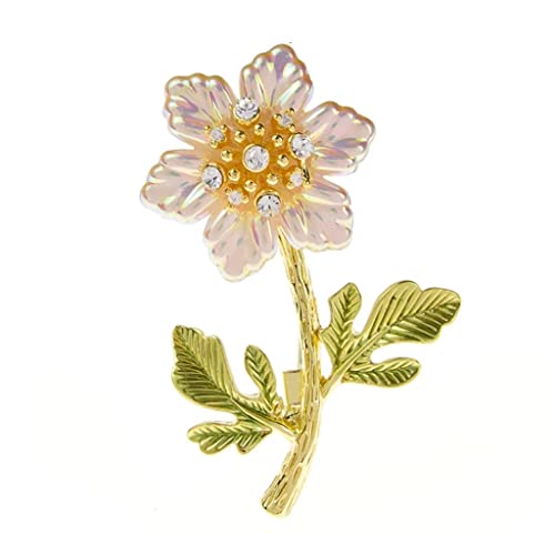 Broches à fleurs en coquillage bijoux strass émail feuilles vertes