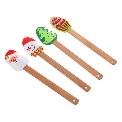 Cabilock 4Piezas Espátulas de Crema Árbol Santa Claus y Herramientas de Cocina Ecológicas y Antiadherentes Hornear