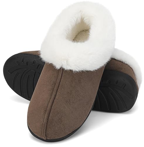 Mishansha Zapatillas de Estar por Casa Hombre Mujer Zapatos de Casa Invierno Cálido con Memory Foam Pantuflas Cómodas Antideslizante para Exterior e Interior, Marrón, 44/45 EU