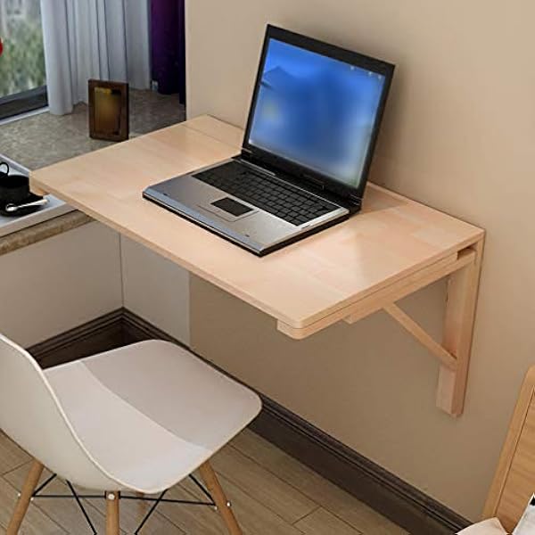 Zwevende wandgemonteerde neerklapbare eettafel, massief houten opklapbare eettafel, multifunctioneel computerbureau, studeertafel, voor balkon, keuken, badkamer, kantoor, 14 maten, met schroeven (60x4
