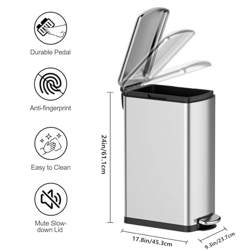 Caneca de basura rectangular de acero inoxidable 30L miniatura 2