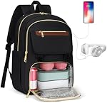 Sac à dos pour les femmes, 15.6 Sac à dos pour ordinateur portable d'inch avec compartiment pour déjeuner isolé, sac à dos imperméable avec poche amovible pour le corps croisé & USB Port, Sac à dos de voyage pour College Business