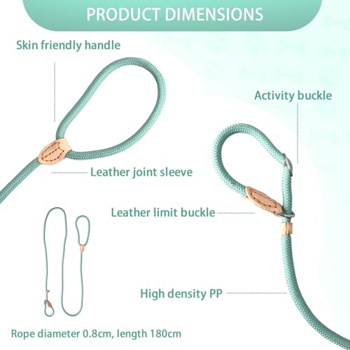 Rieoany Retrieverleine mit Zugstopp, 180 cm Hundeleine aus Polyester, Anti-Zieh Schleppleine für Hunde, Leichtes Führungsleine für Training Spaziergang, Cyan