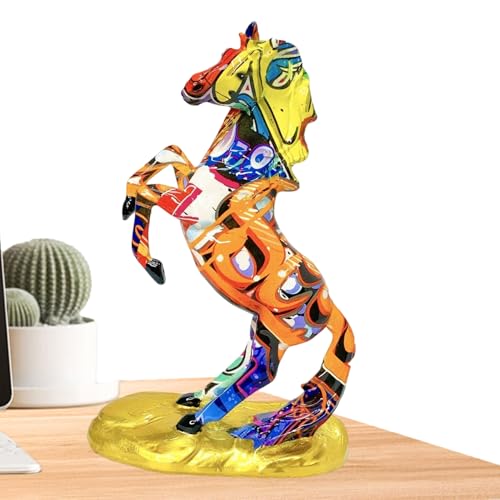 Horse Figurines Resin Decorative – Scultura colorata di statua animale, mensolina per lo studio per camera da, scaffale per libri con display sul, cabinet per finestre | Mensola per camera