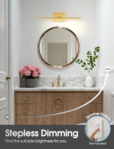 Image of VOLISUN Bathroom Vanity Light 24 inch, 14W Dimmable 5CCT Led Bathroom Light Fixture Over Mirror, Gold Bar Vanity Light for Bathrooms-ETL Certificated