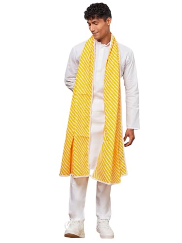 Ensemble kurta pyjama et dupatta blanc pour homme en taille S VASTRAMAY