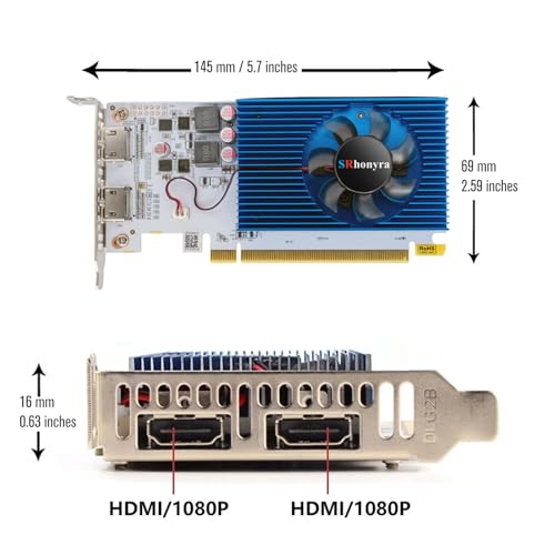 Image of R5 230 2GB DDR3 Low Profile Graphics Card | Dual HDMI 1080P,PCIe 2.0 x16,Support Splicing Mode 20 Watts