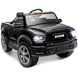 ENYOPRO 12V 7Ah Licensed Dodge Ram 2500 Ride On Car Truck, Electric Car Ride On Toys w/Parent Remote Control, LED Llights, MP3 Music & Back Storage, Ideal Gift-Boys Girls Kids Electric Vehicle (Black)