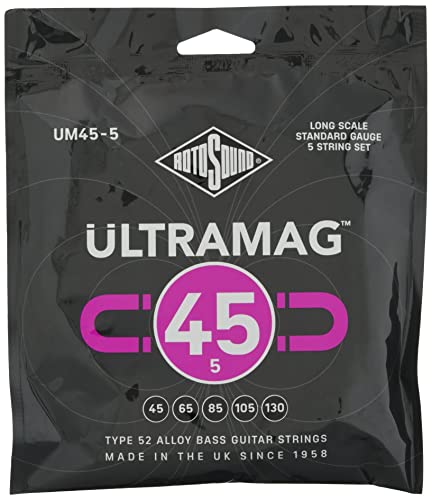 Rotosound Cordes pour basse électrique ULTRAMAG 52 ALLOY ROUNDWOUND 5-str. UM45-Standard 45-130 - Les Beatles, Paul McCartney, John Lennon, RIngo Starr, George Harrison Rotosound Cordes pour basse électrique ULTRAMAG 52 ALLOY ROUNDWOUND 5-str. UM45-Standard 45-130