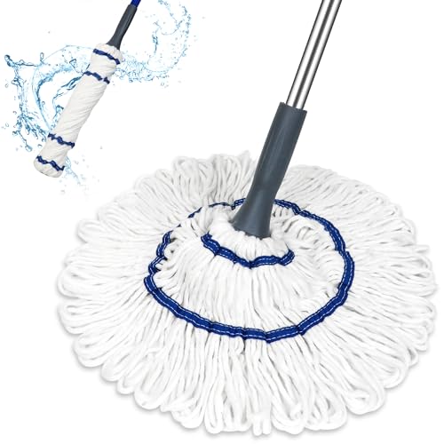 Silkyhose Self-Wringing Twist Mop Cotton Rotating Dry & Wet Mops with Long Handled for Floor Cleaning Kitchen Bathroom Hardwood Vinyl Tile Laminate Household Office