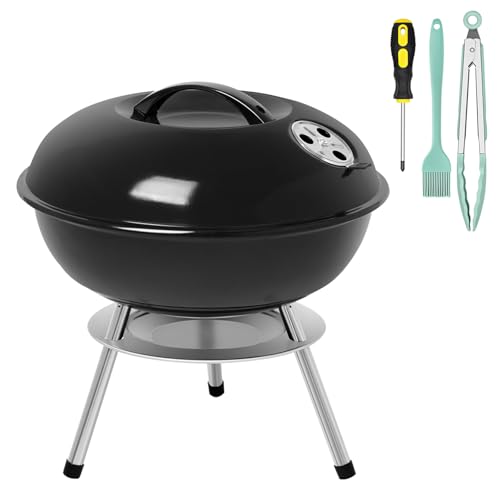 14 Inch Charcoal Grill Small BBQ Grill Charcoal Portable Mini Barbecue Cooker Perfect for Tabletop Cooking Outdoors and Indoor Gatherings - HALNYHYFD HALNYHYFD