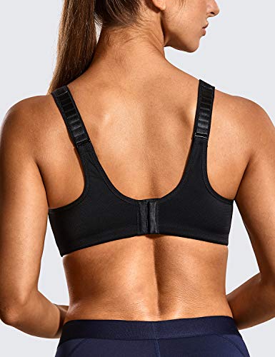 Image of SYROKAN Women's Ladder Adjustable Straps Sports Bras | High Impact, Lightly Pads, Underwire, Large Bust, Full Coverage, Workout Bra