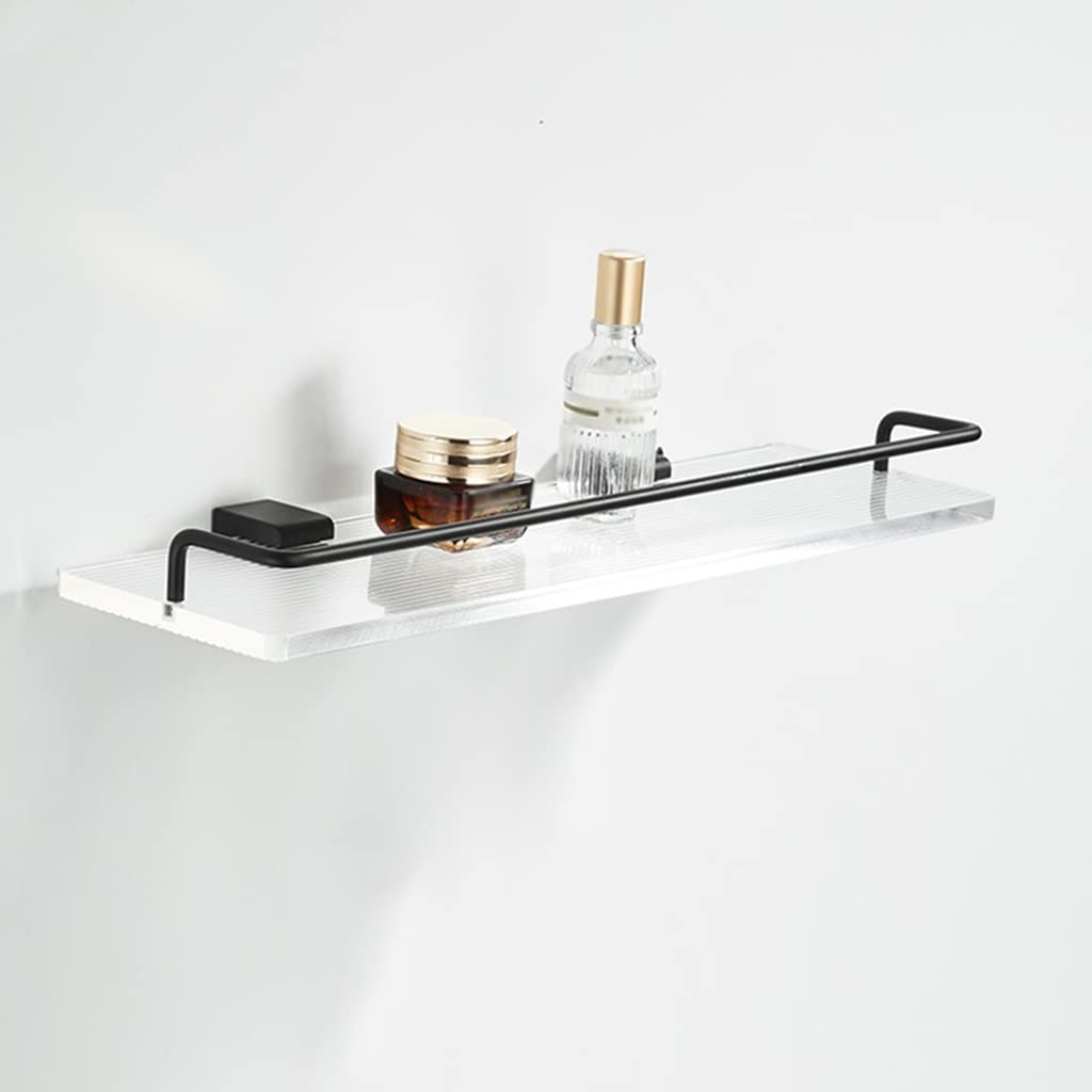 Ruiseawing Shower Organizer Shower Caddy Floating Shelves Bathroom Shelf Light Luxury Acrylic Bathroom Mirror Front Wall-Mounted Space Aluminum