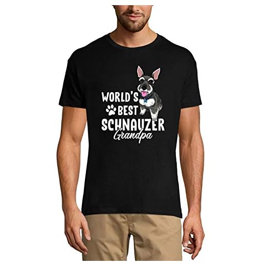 ULTRABASIC Herr Grafisk T-shirt World's Best Schnauzer Grandpa - Världens bästa Schnauzer-morfar (Black, Large)