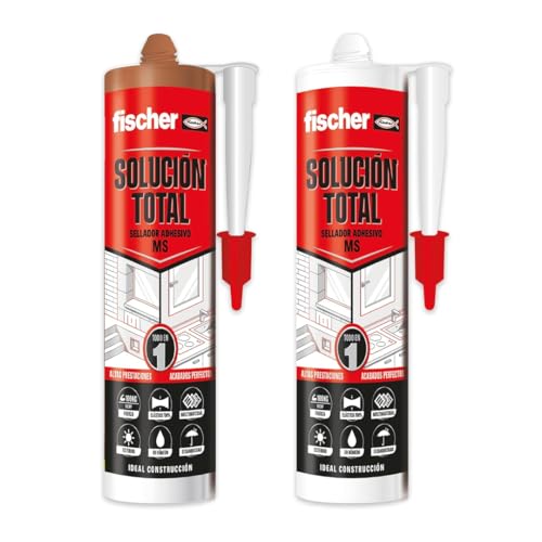 fischer - Pack Solución Total Blanco y Marrón | Adhesivo Sellador de Alta Elasticidad y Adherencia | Pintable y Resistente a UV | Uso en Construcción, Automoción y Techos | 290ml