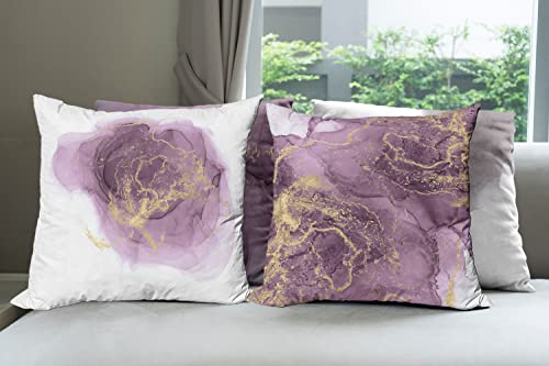 Ambesonne Marble Print Throw Pillow Cushion Case Pack Of 4, Natural Stone Pattern Dreamy Couldy View Vein Look Mysterious Illustration, Modern Accent Double-Sided Digital Printing, 20", Pale Fuchsia #TOP5