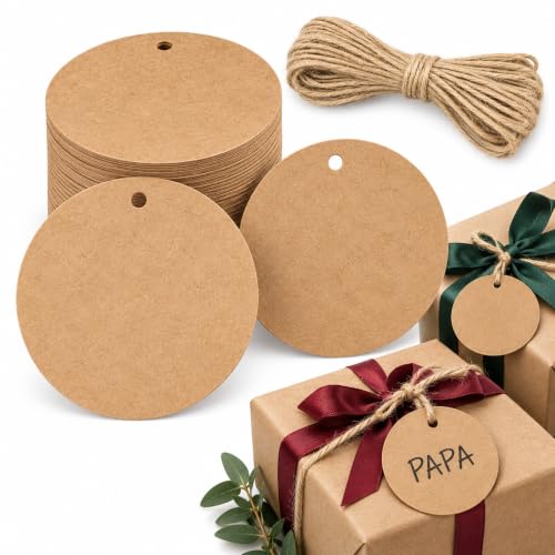 100 Etiquetas para regalos con Cuerda de Yute, Etiquetas para manualidades