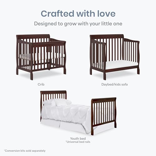 Image of Dream On Me 4 in 1 Aden Convertible Mini Crib, Espresso