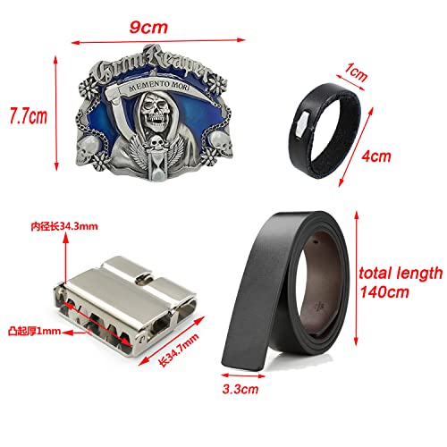 Gothic Punk Men's Leather Belt Casual Fashion Cool Cowboy Buckle Removable Plaque Fit Waist Size Up To 50 Inch3