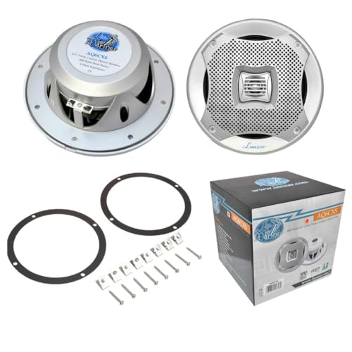 Paire d'enceintes marines LANZAR AQ6CXS 2 voies argentées de 200 Watts RMS pour bateau