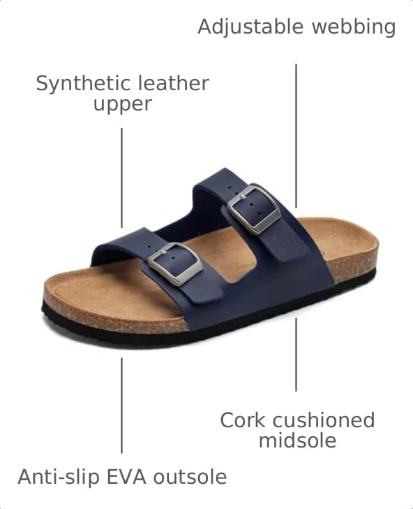 Image of Torotto Kids Sandals Boys Girls Slide Summer Non-slip Cork Glitter Toddler Slippers with Adjustable Straps for Indoor & Outdoor