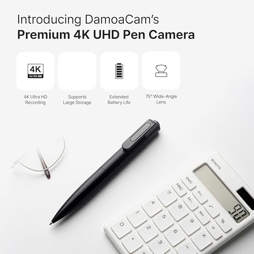 DAMOA 4K UHD Body Camera Pen, Portable Wearable Recording Camera with Clip, 75° Wide-Angle Lens, USB-C Charging, MicroSD Storage Support, Compact Video Recorder for Work, Travel, Meetings Alternate view