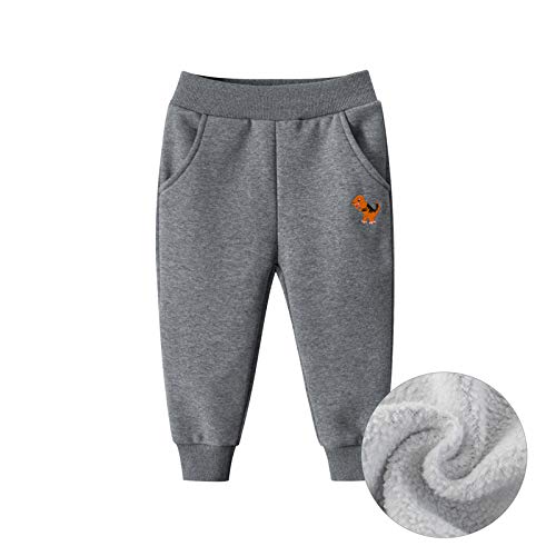 GFQLONG Toddler Boys 2 Pack Polar Fleece Jogger Sweatpants,Baby Winter Warm Pocket Lounging Bottoms4