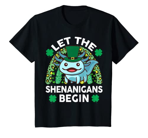 Niños Disfraz del día de San Patricio Shenanigans juveniles Kawaii Axolotl Camiseta