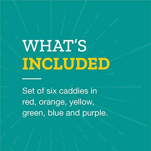 Really Good Stuff Four-Equal-Compartment Caddies With Handles, Classroom Organizing Bins, Supply Holders, Organize School & Home, Assorted Colors 6 Pk #TOP1