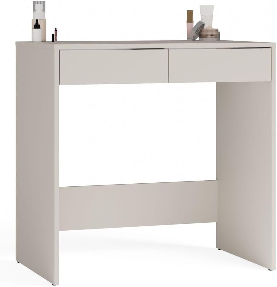 CDF Desk with 2 Drawers Cashmere Beige Ribbed Fronts