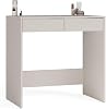 CDF Schreibtisch Mit 2 Schubladen Kaschmir Beige Geriffelte Fronten Moderner Kompakter Arbeitstisch Für Schlafzimmer Büro Jugendzimmer Kleine Räume Mit Rollen 81 x 50 x 80 cm
