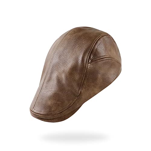 Mens Newsboy Caps Leather Glof Hats for Men Ivy Flat Cap Drving Fishing Hat Cabbie Gatsby Newsboy Hats for Man