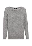 HALLHUBER Kaschmirpullover mit tiefem Rundhalsausschnitt gerade geschnitten Light Silver Melange, L