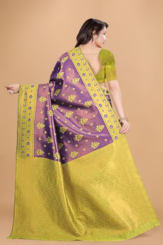 Image of Traditional Banarasi Silk 5.50 Meter Saree With 0.8 Meter Unstitched Blouse Piece For Wedding, Family Function, Festival And Special Occasion