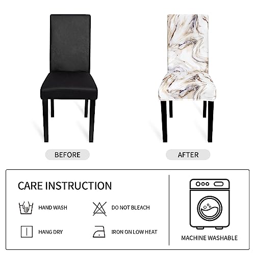 Gibelle Dining Room Chair Covers Set Of 6, Stretch Parsons Chair Slipcovers Universal Removable Washable Chair Seat Covers Protector For Dining Room, Kitchen, Hotel And Party, Grey Gold Marble #TOP4