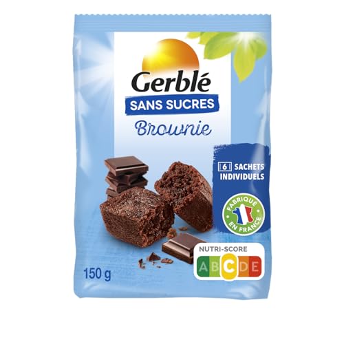 Gerblé Brownies Chocolat Sans Sucres – Gâteaux Moelleux Individuels Sans Huile de Palme, Format 150g (6 sachets)