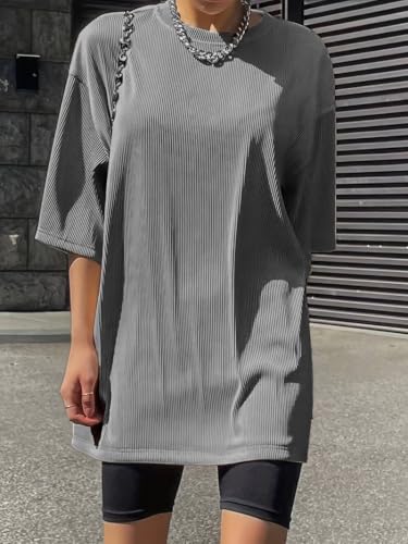 Image of Zilcon Woman Ribbed Dressy Business Casual Long Tops, Work Shirts Clothes Fancy Tshirt Style Tops for Women Suitable for Office Party for Women and Girls