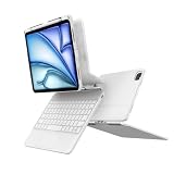 accrosoo Keyboard Case for iPad with Built-in Docking Station, Smart Connector Wired Backlit Keyboard with Trackpad, Magnetic Floating Stand (White, Ipad Air11inch 8//7/6/5/4, Ipad Pro 11(2018-2022))
