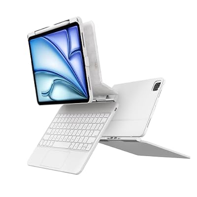 accrosoo Keyboard Case for iPad with Built-in Docking Station, Smart Connector Wired Backlit Keyboard with Trackpad, Magnetic Floating Stand (White, Ipad Air11inch 8//7/6/5/4, Ipad Pro 11(2018-2022))