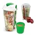 Fresh Salad Container Serving Cup Shaker with Dressing Container Fork Food Storage Bonus Recipes, Use This Bowl for Picnic, Lunch to Go, Made with High Quality Plastic Bottle - Eat Healthy -(Set of 2)
