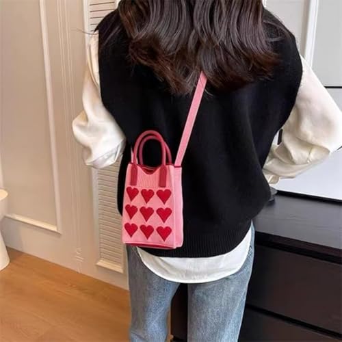 OCUH Heart Bag Crochet Bag Shoulder Bag Phone Bag Handbag Crochet Purse Heart Shaped Purse Consuela Bags for Women3