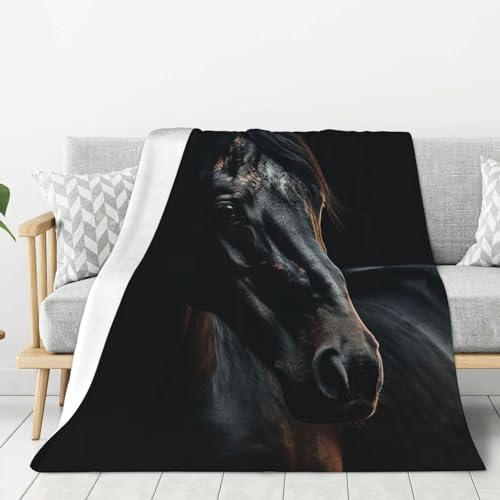 Couverture flanelle 152x203 plaid lit canapé peluche cheval