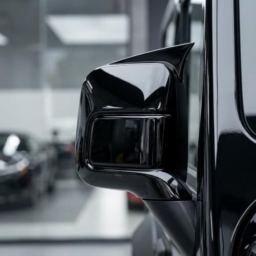 Image of KMH Batman Style Car Mirror Caps Covers Compatible with Mahindra Thar Car Accessories (Gloss Black) Set of 2 Pcs