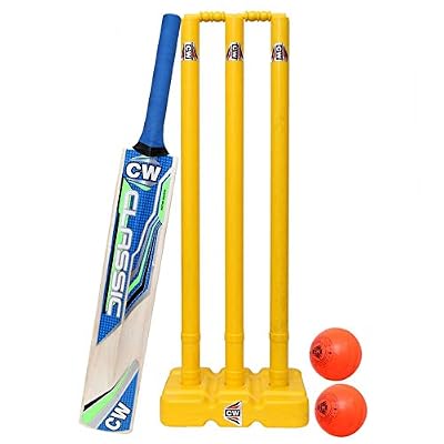 CW Bonzer Sports Backyard Cricket Sets Bat Stumps Bails and A Carry Bag Practice Set Unisex