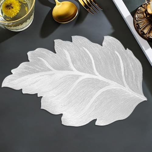 Set de table chic en forme de feuille argentée pour décorer vos fêtes